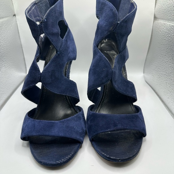 WHBM Blue Suede Caged Heels - Picture 5 of 12